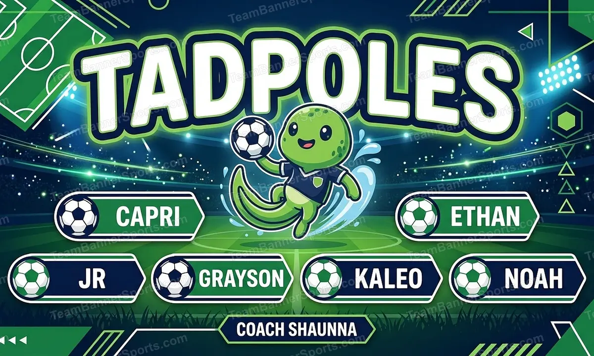 Tadpoles soccer team banner created with AI
