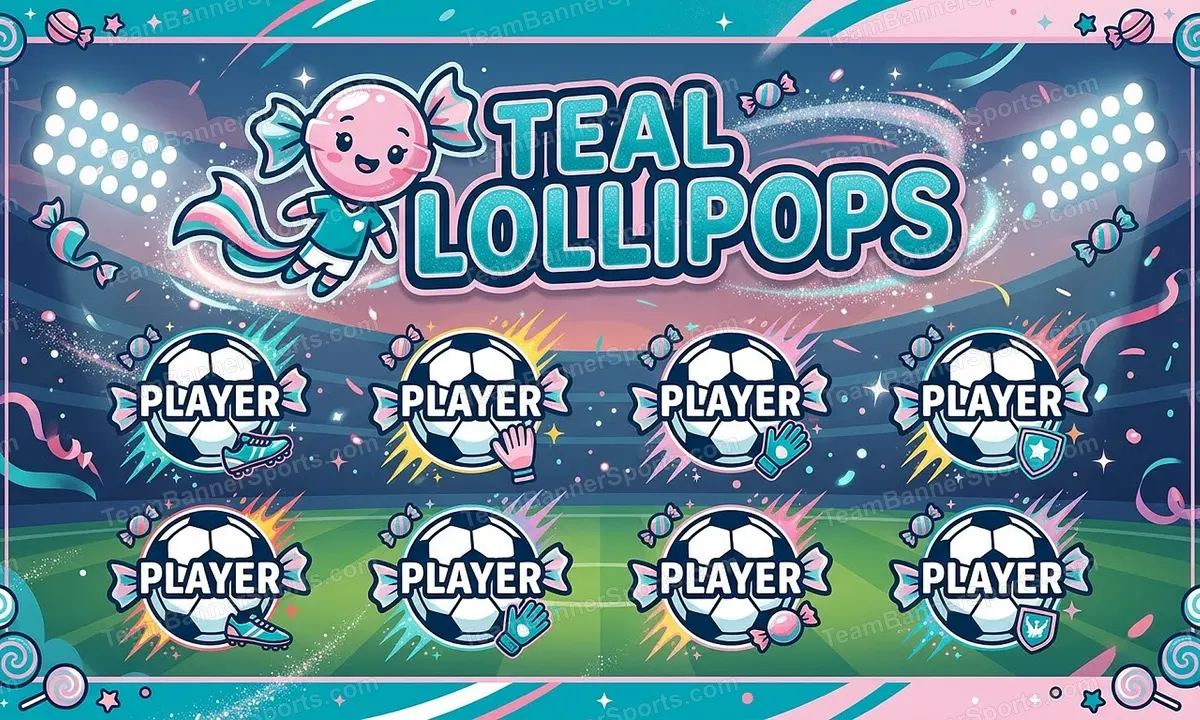 Teal Lollipops soccer team banner created with AI