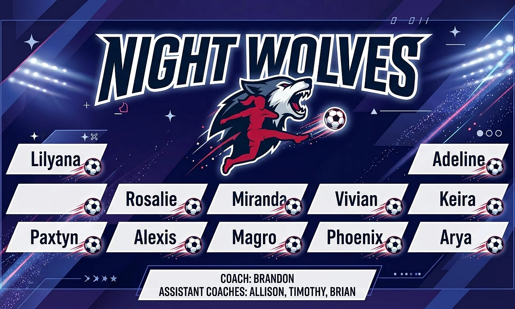night wolves soccer team banner created with AI