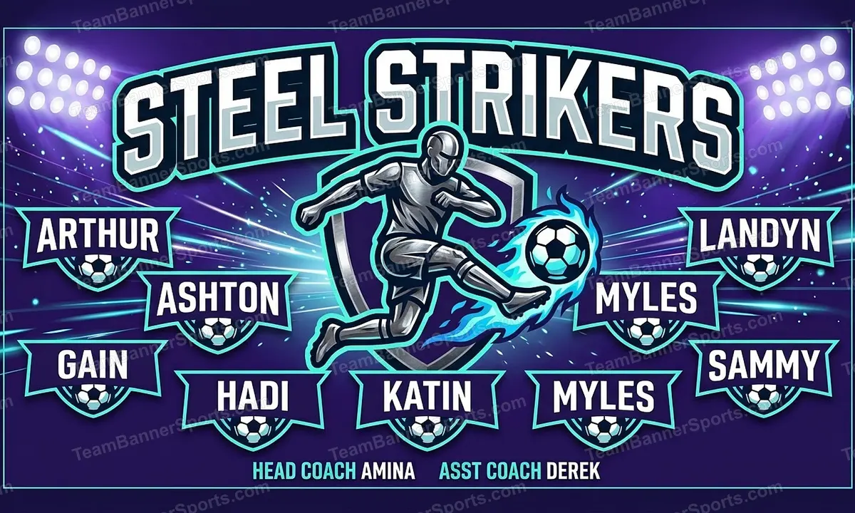Steel Strikers soccer team banner created with AI