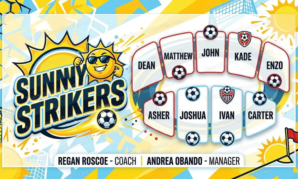 Sunny Strikers soccer team banner created with AI