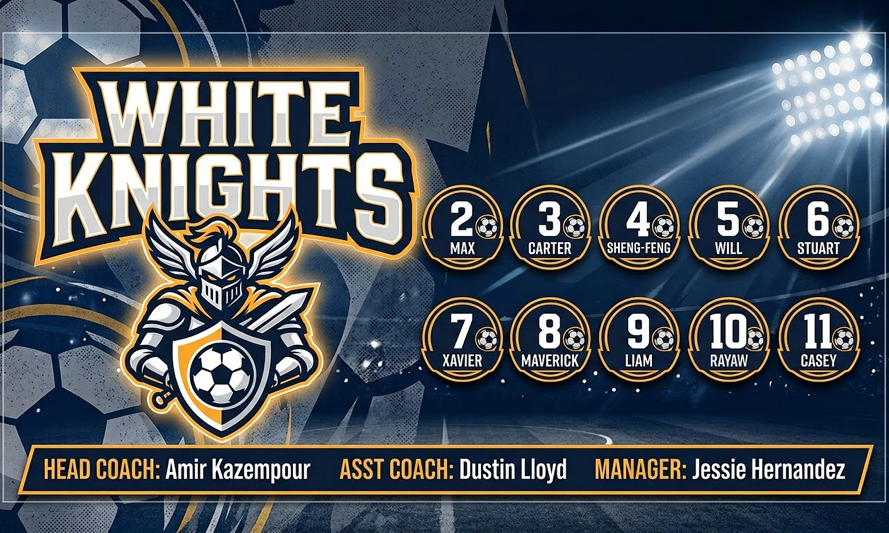 White Knights soccer team banner created with AI