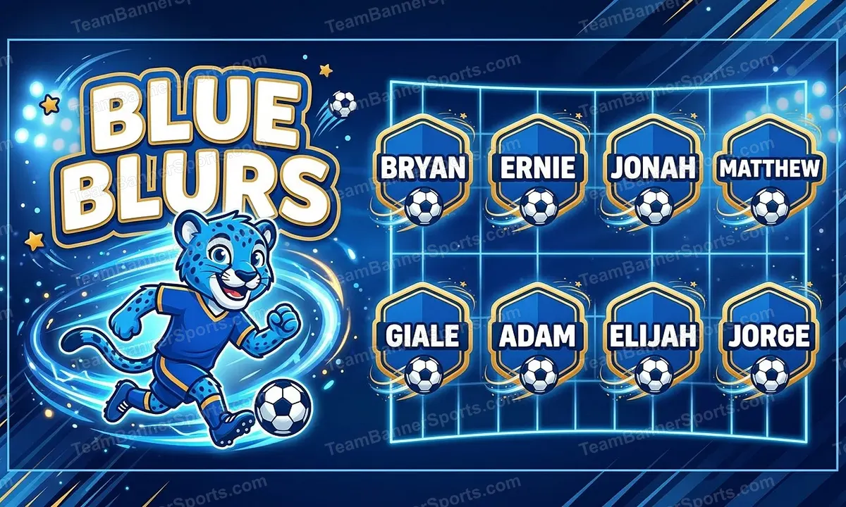 Blue Blurs soccer team banner created with AI