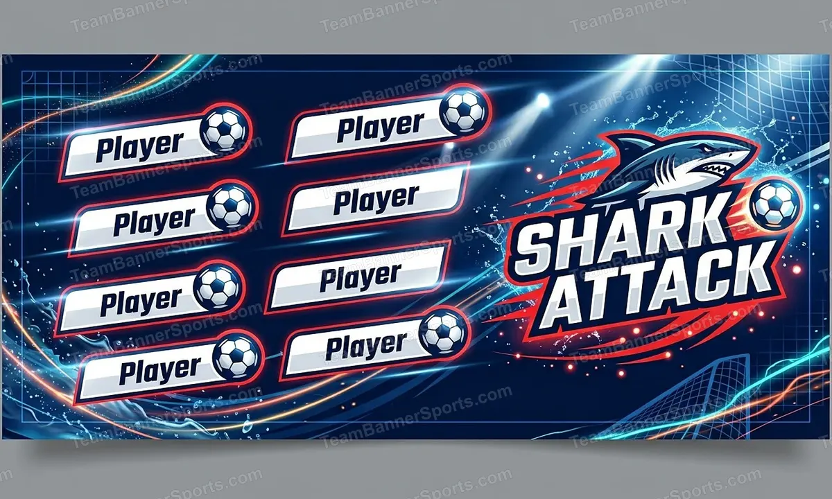 Shark Attack soccer team banner created with AI