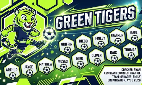 Green Tigers Soccer AI image template