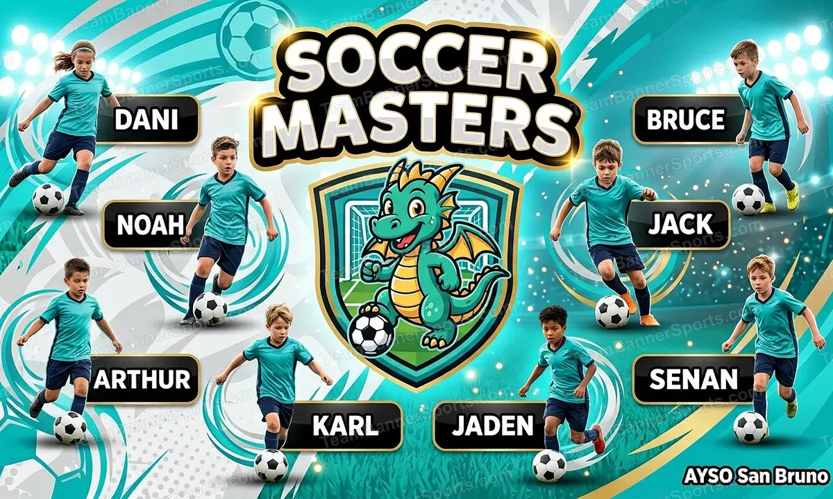 Soccer Masters soccer team banner created with AI