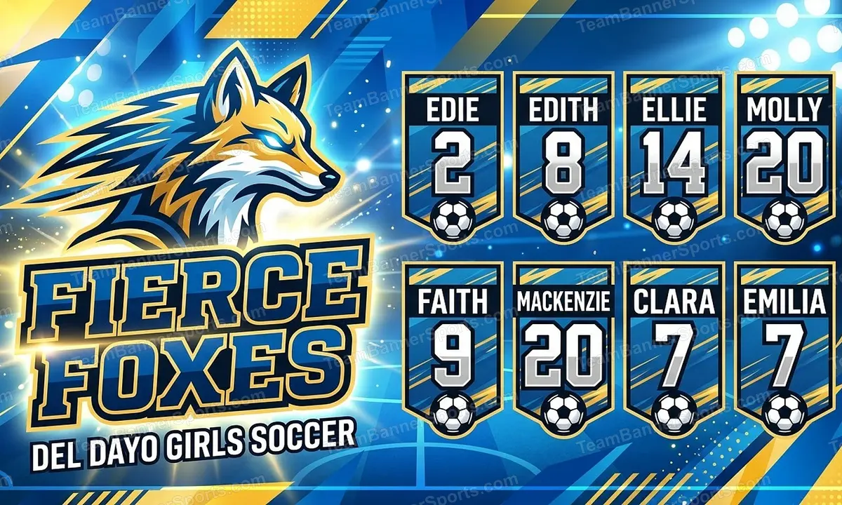 Fierce Foxes soccer team banner created with AI