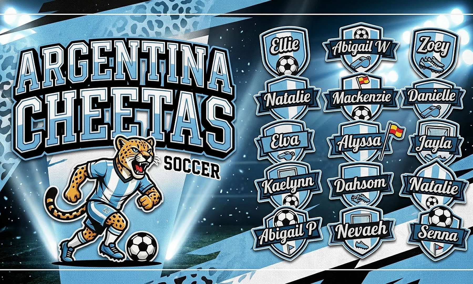 Argentina Cheetas soccer team banner created with AI
