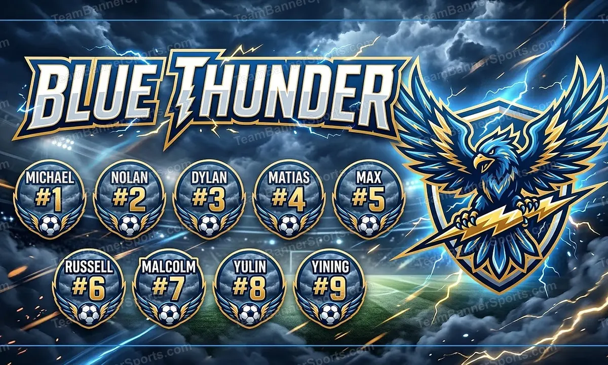 Blue Thunder soccer team banner created with AI