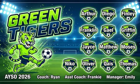 Green Tigers Soccer AI image template