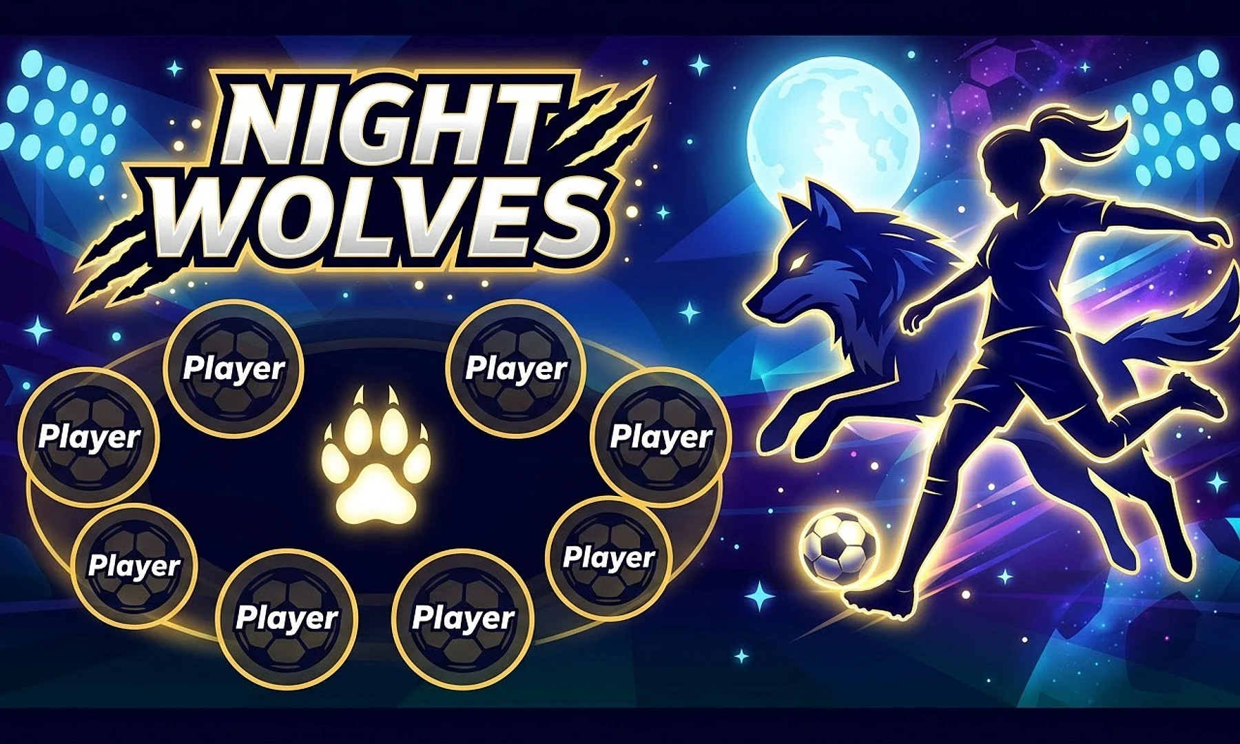 night wolves soccer team banner created with AI