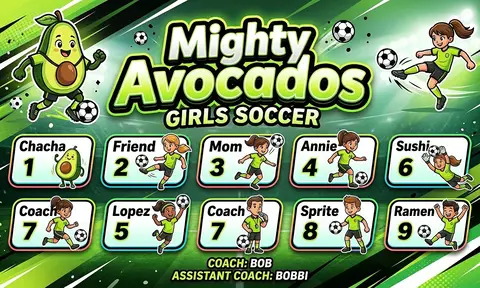 Mighty Avocados Soccer AI image template