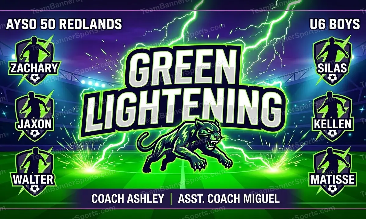 Green Lightening soccer team banner created with AI
