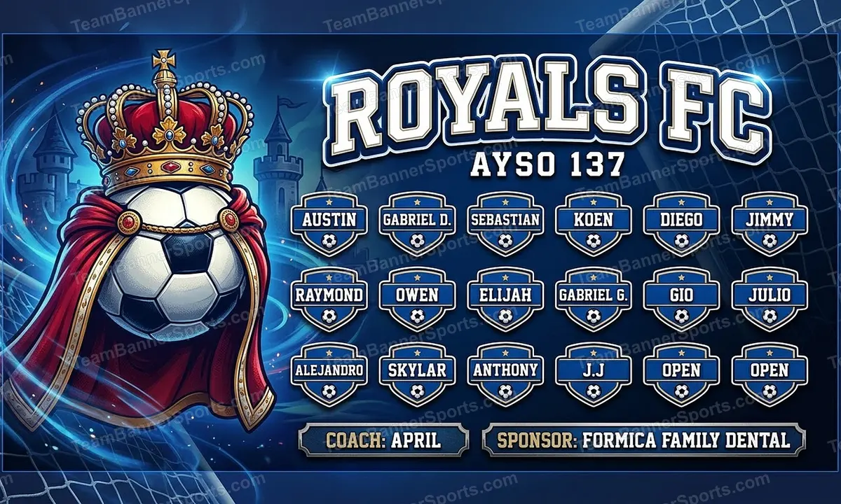 Royals FC soccer team banner created with AI