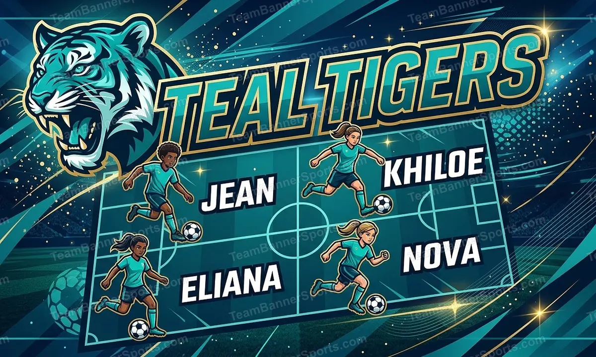 Teal Tigers soccer team banner created with AI