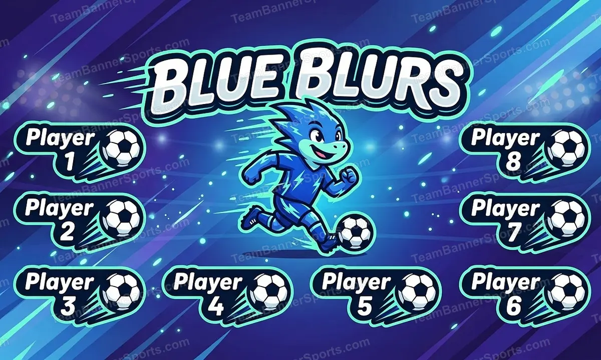 Blue Blurs soccer team banner created with AI