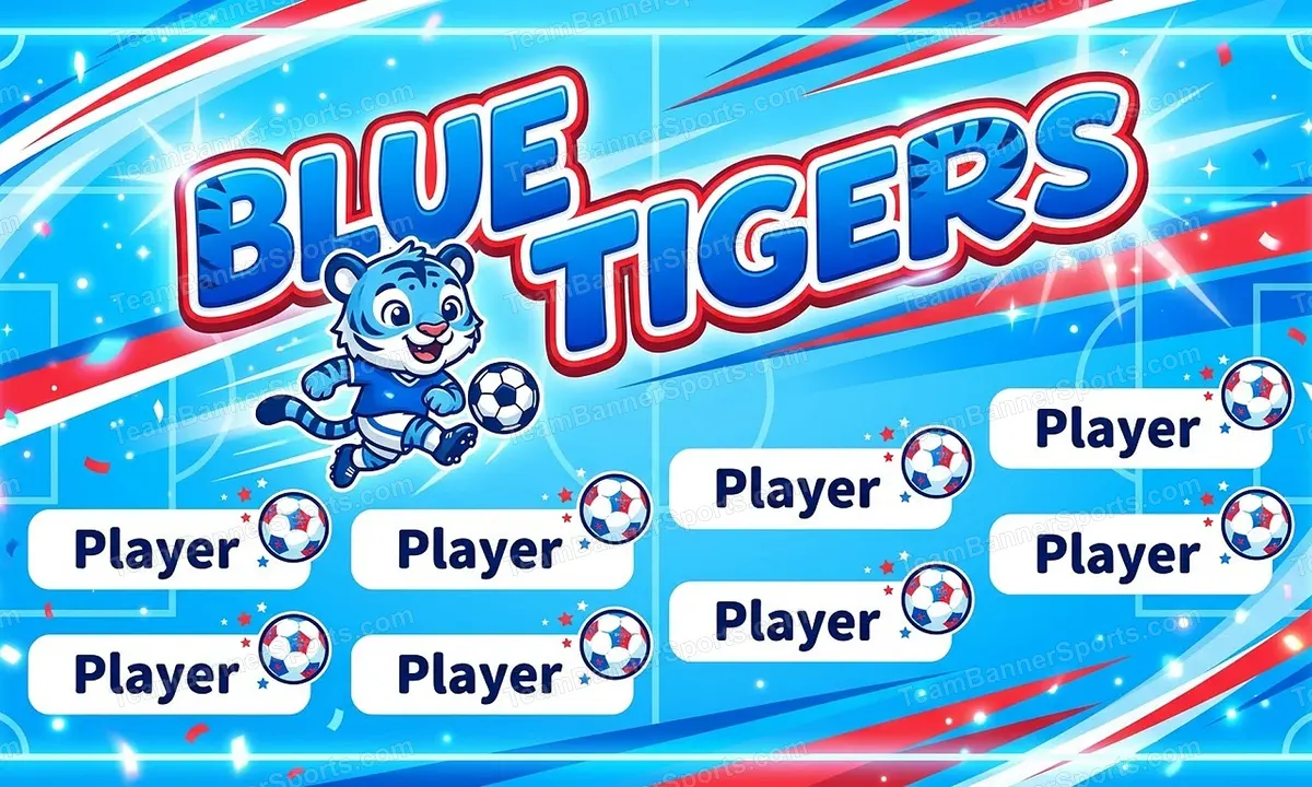 Blue Tigers soccer team banner created with AI