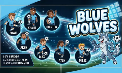 Blue Wolves Soccer AI image template