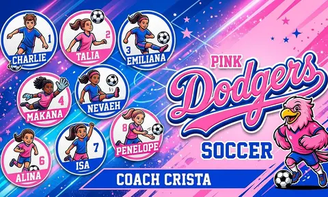 Pink Dodgers Soccer AI image template