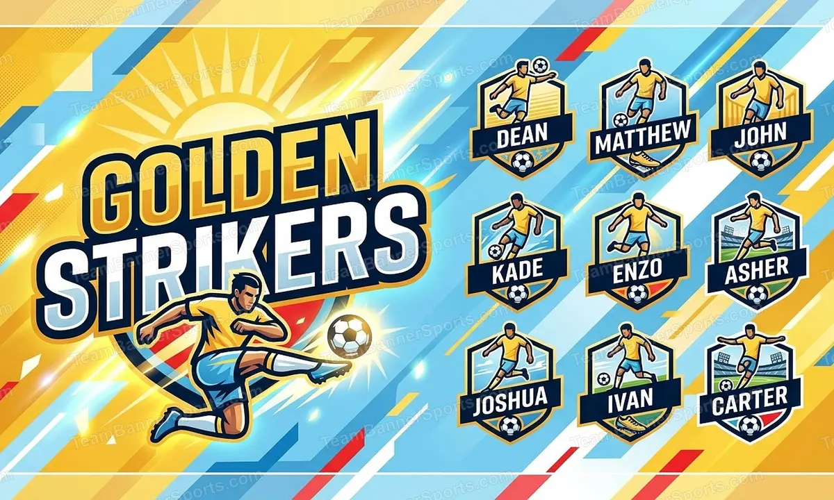 Golden Strikers soccer team banner created with AI