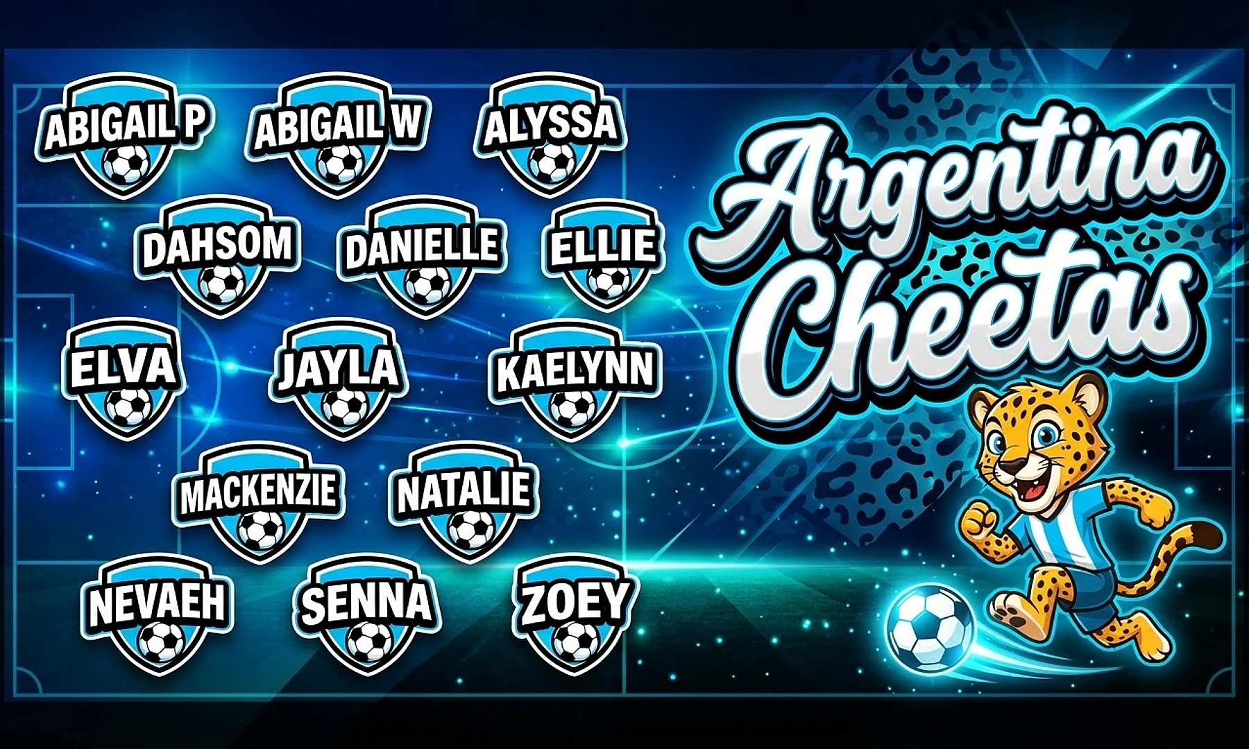 Argentina Cheetas soccer team banner created with AI