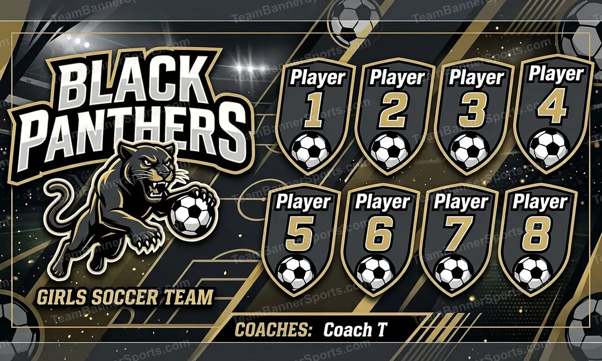 Black Panthers soccer team banner created with AI