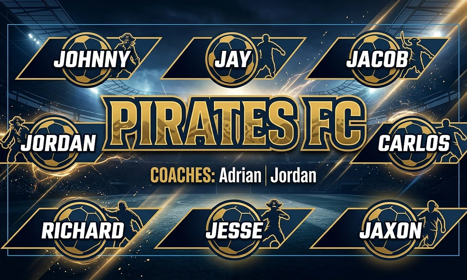 Pirates FC soccer team banner created with AI