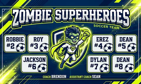 Zombie Superheroes Soccer AI image template