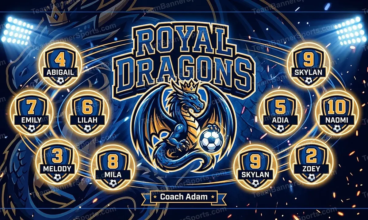 Royal Dragons soccer team banner created with AI