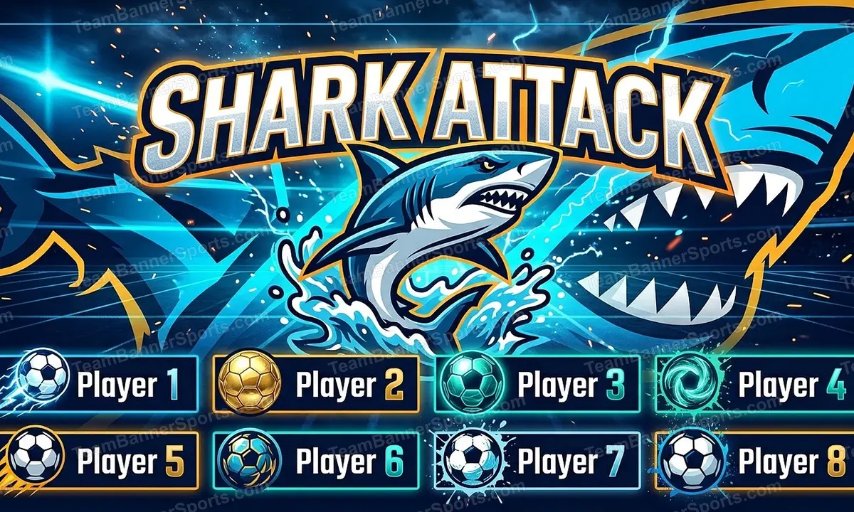 Shark Attack soccer team banner created with AI