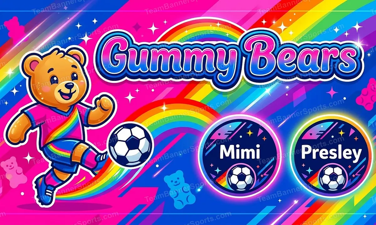 Gummy Bears soccer team banner created with AI