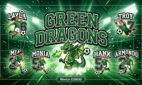 Green Dragons Soccer AI image template