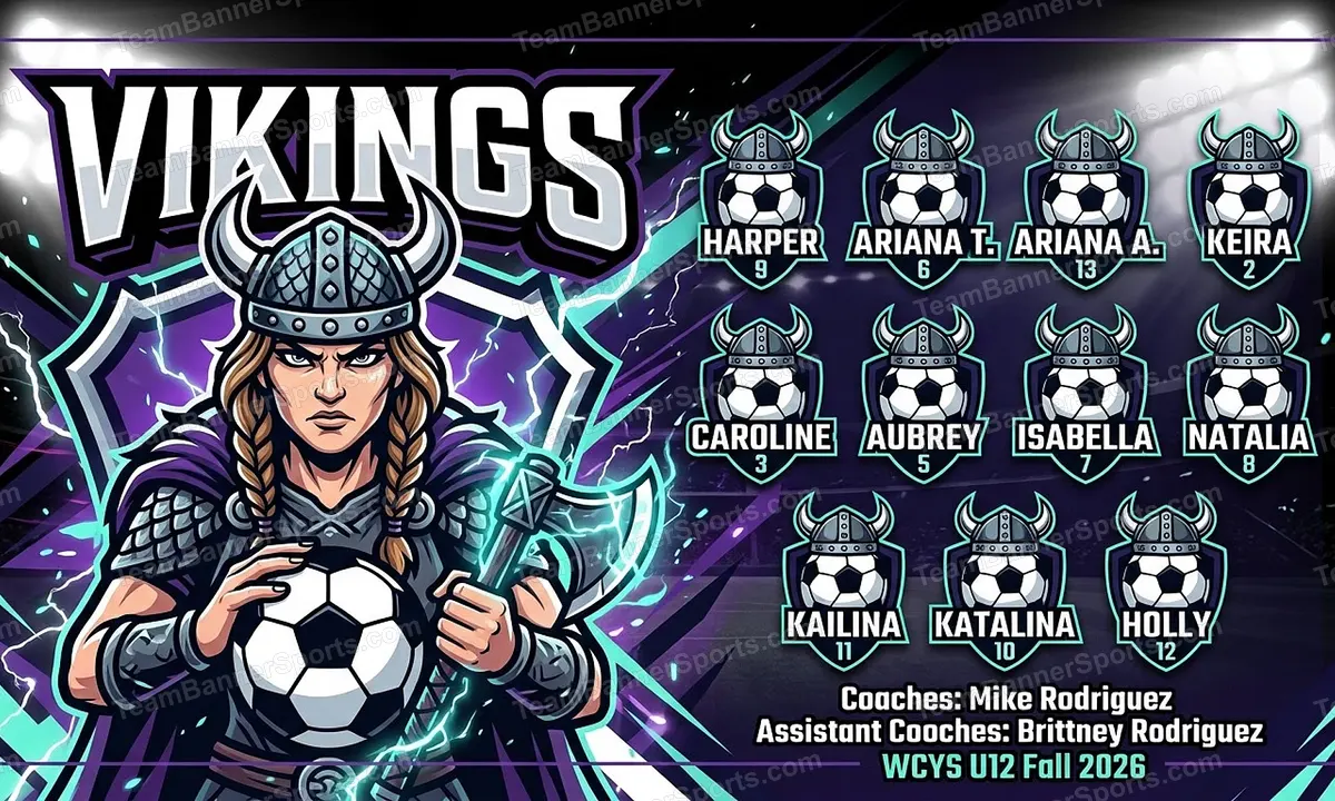 Vikings soccer team banner created with AI