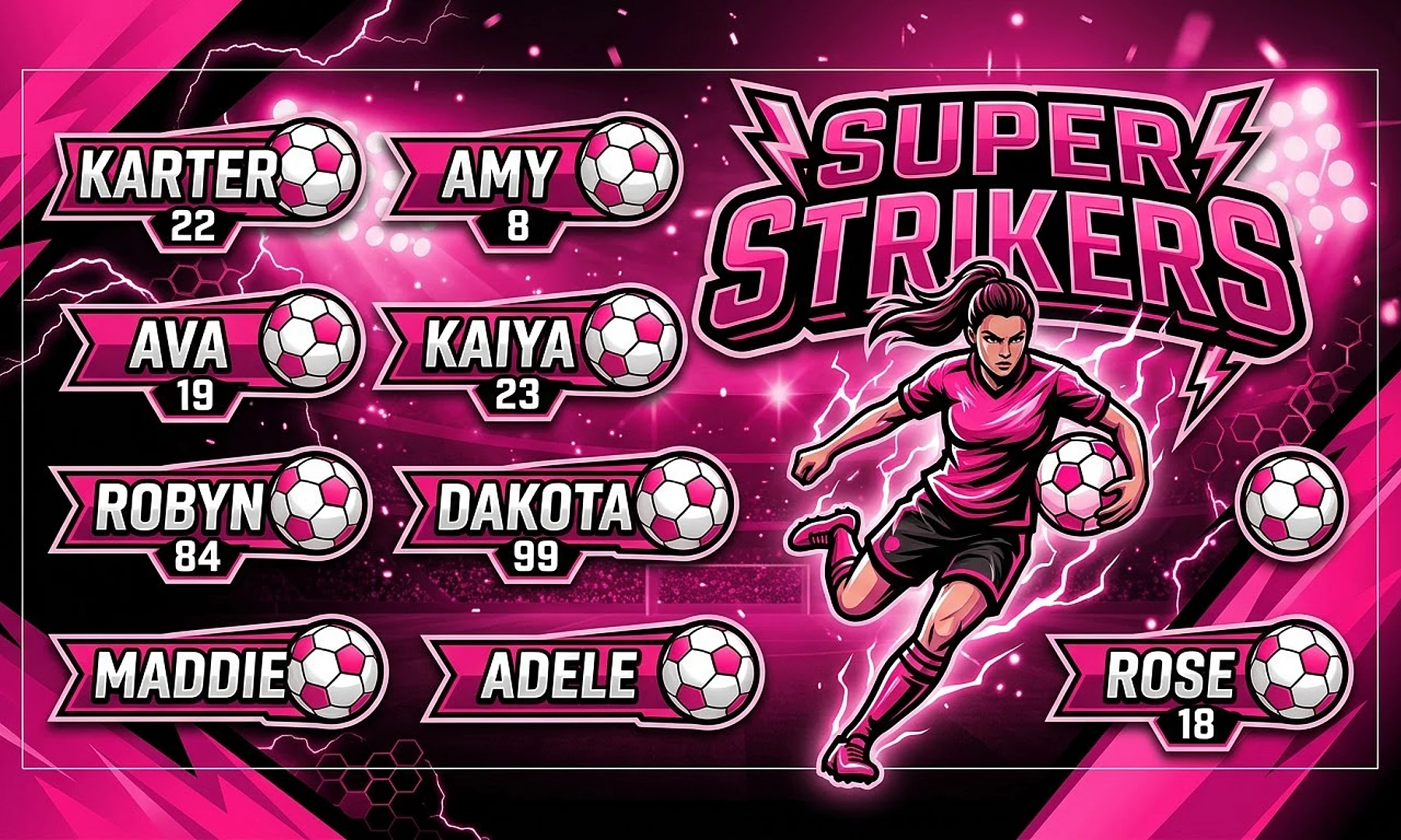 Super Strikers soccer team banner created with AI