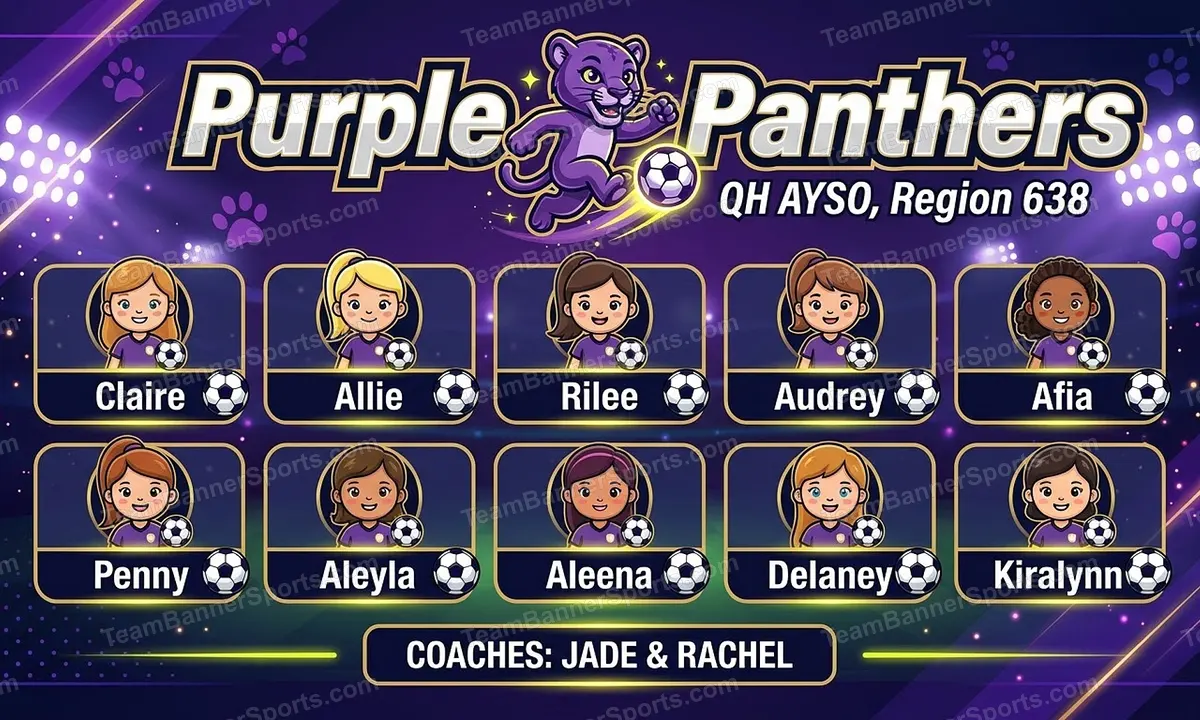 Purple Panthers soccer team banner created with AI