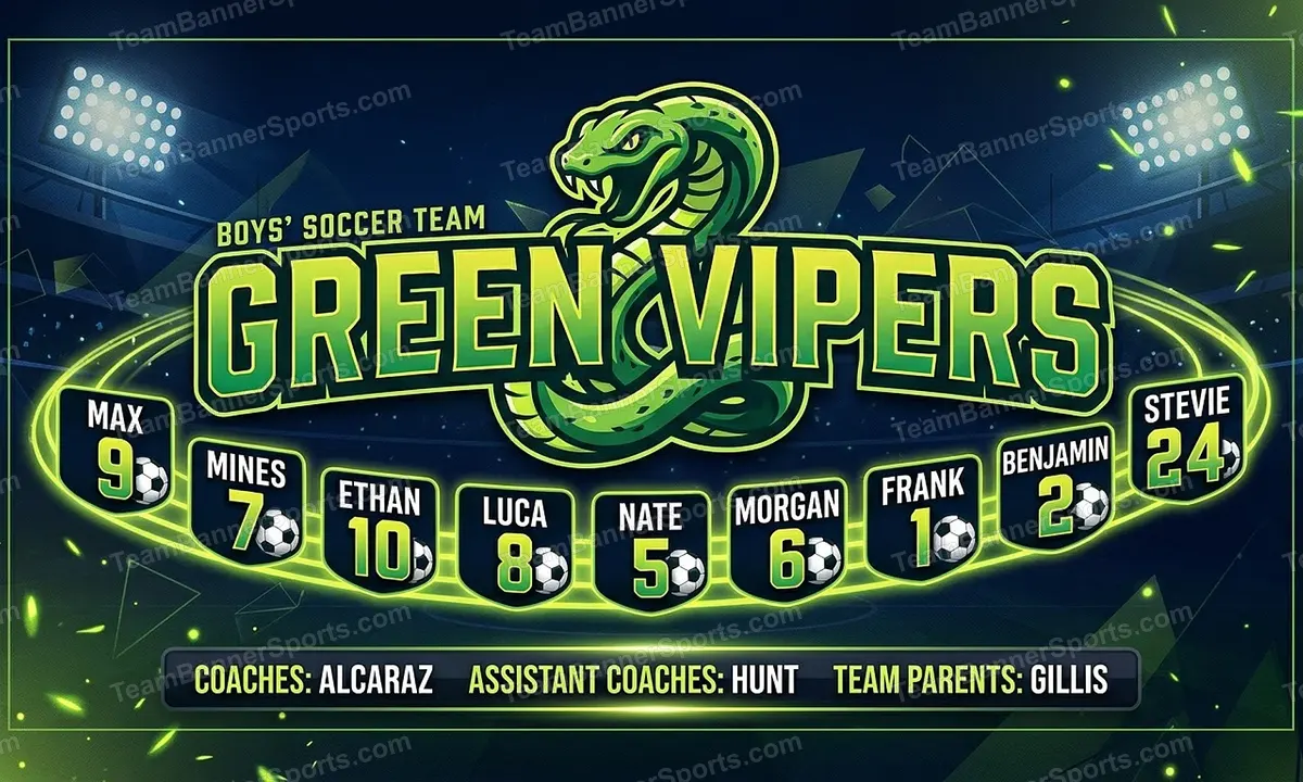 Green vipers soccer team banner created with AI