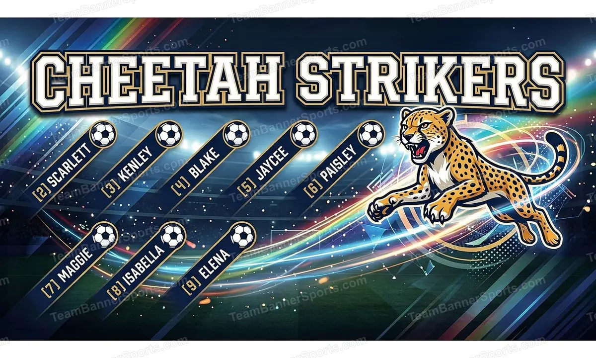 Cheetah Strikers soccer team banner created with AI
