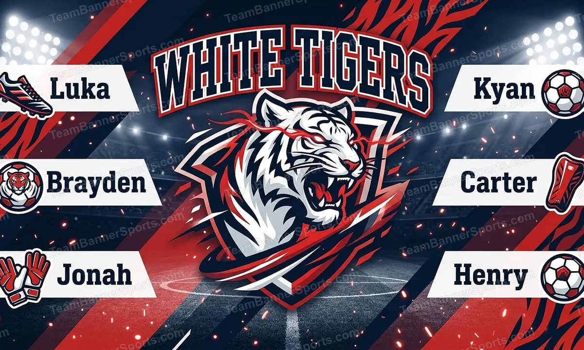 White Tigers soccer team banner created with AI