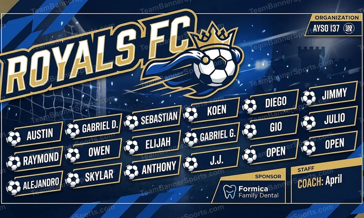Royals FC soccer team banner created with AI