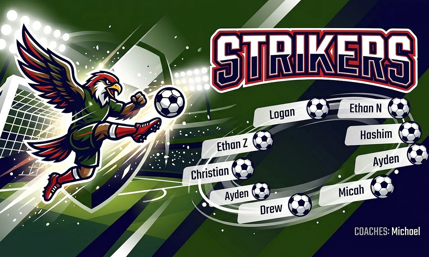 Strikers soccer team banner created with AI