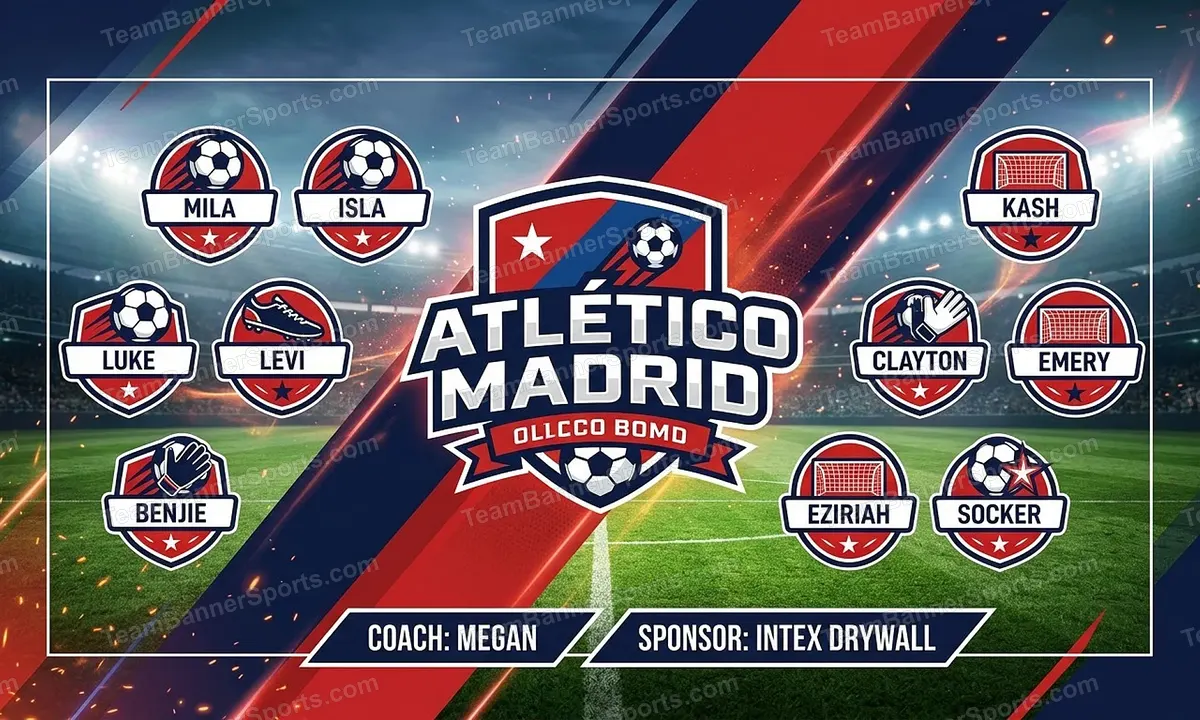 Atlético Madrid soccer team banner created with AI