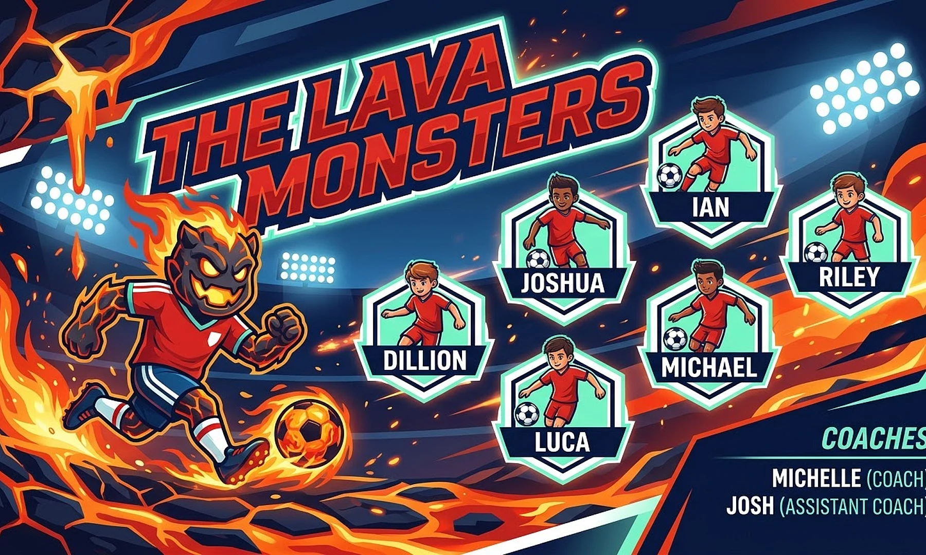 The Lava Monsters soccer team banner created with AI