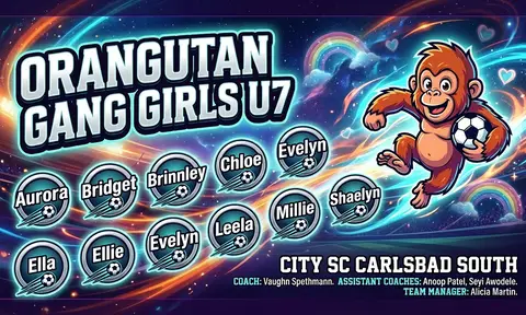 Orangutan Gang Girls U7 Soccer AI image template