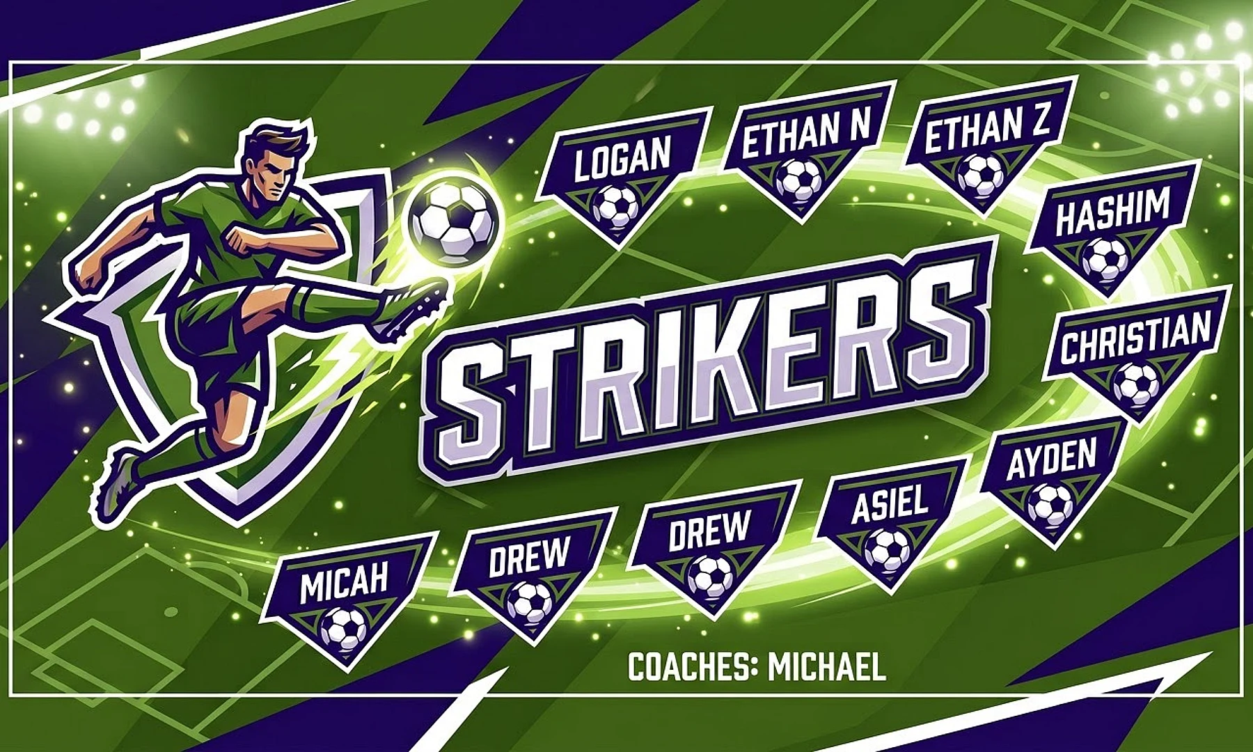 Strikers soccer team banner created with AI