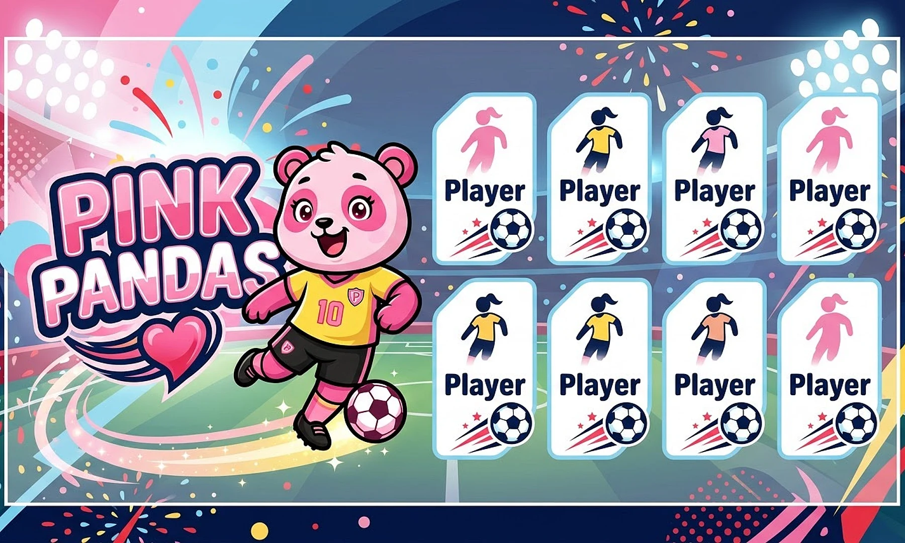 Pink Pandas soccer team banner created with AI