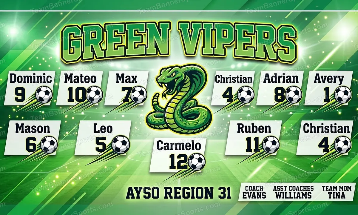 Green Vipers soccer team banner created with AI