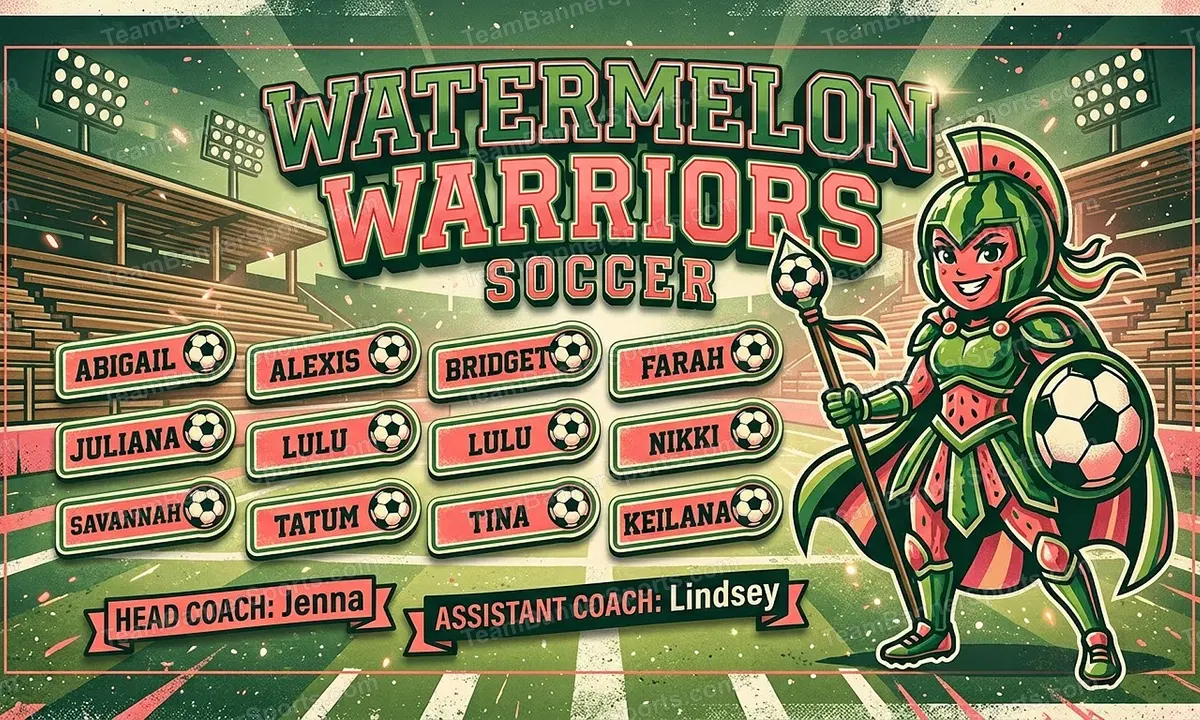 Watermelon Warriors soccer team banner created with AI