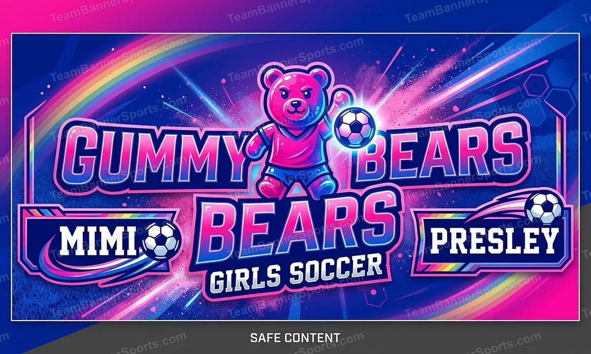 Gummy Bears soccer team banner created with AI