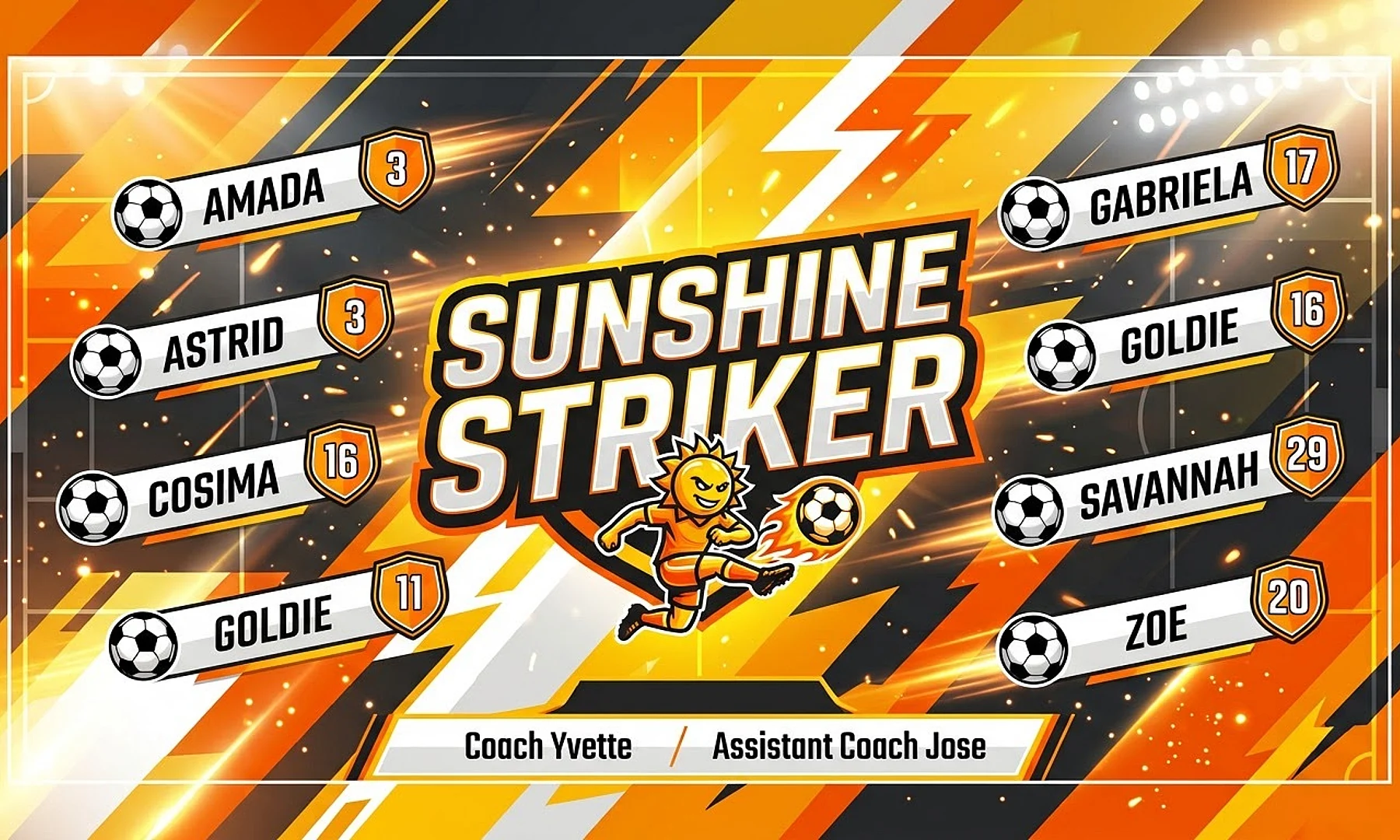 Sunshine striker soccer team banner created with AI