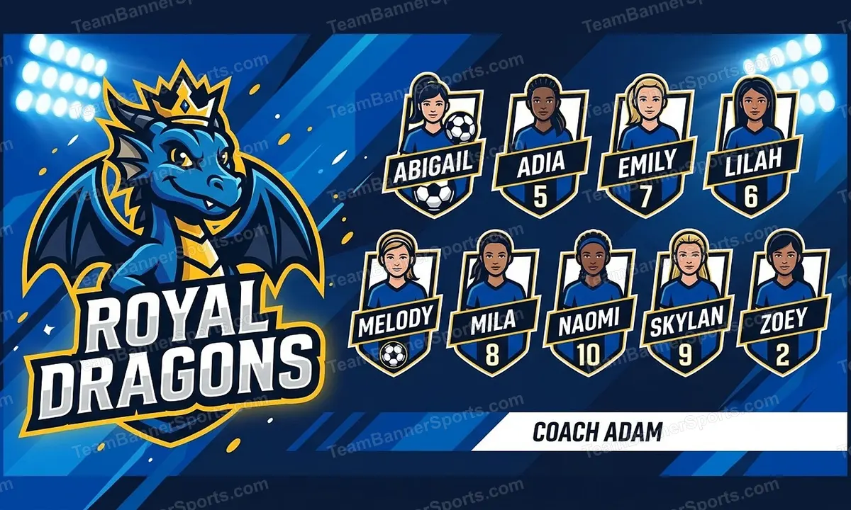 Royal Dragons soccer team banner created with AI